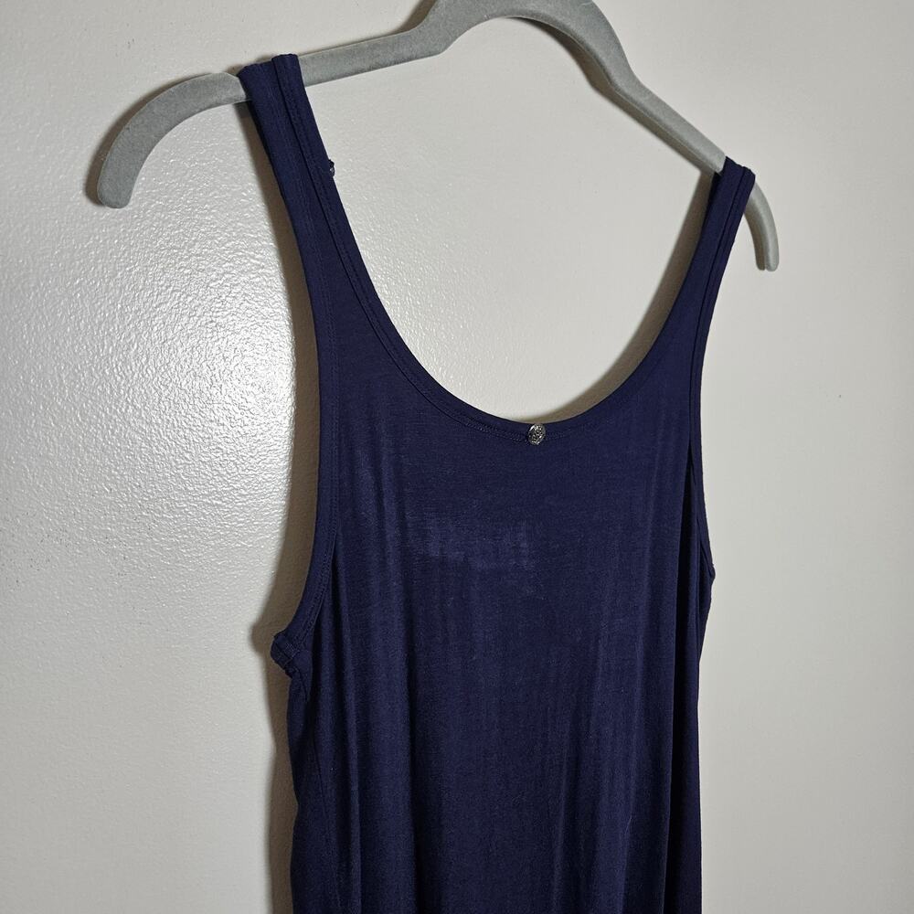 Trina Turk Althea Fringe Navy Blue Tank Style Dress Sz Small Petite - Picture 9 of 13